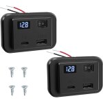 Jgd - 2pcs 12v prise de chargeur usb c de voiture avec interrupteur et voltm�tre led 40w pd2. 0 + qc3. ...