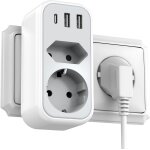 Jgd - 5 en 1 multiprise murale bloc prise fran�aise - multi prises mural voyage avec 2 port usb a & usb ...