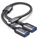 Jgd - adaptateur double usb c, c�ble doubleur usbc r�partiteur splitter, type c m�le vers 2 usb a femelle ...