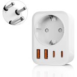 Jgd - adaptateur de voyage 5 en 1 pour l'afrique du sud, avec 1 prise secteur, 2 ports usb - c et 2 ports ...