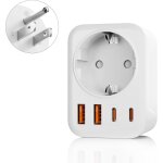 Jgd - adaptateur de voyage usa, adaptateur 5 en 1 usa prise france avec, 2 ports usb 2 type c (3, 4 a), ...