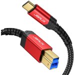 Jgd - c�ble usb 3. 0 b m�le vers usb - c, 3 m usb 3 type b cordon en nylon avec brid� compatible avec ...