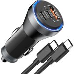 Jgd - chargeur allume - cigare usb c 90 w, 3 ports, adaptateur de voiture usb c pour samsung galaxy s23, ...