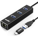 Jgd - hub usb 3. 0 ethernet, rpartiteur c pour adaptateur en aluminium avec 1 port lan rj45, 3 ports ...