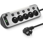 Jgd - multiprise de bureau, prise multiple avec interrupteur individuel, prise d'angle surface en acier ...