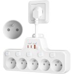 Jgd - multiprise avec interrupteur individuel, multiprise electrique 5 prises fran�aise avec terre 16a ...