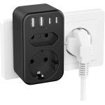 Jgd - multiprise murale avec 2 ports usb - a et 2 ports usb - c, adaptateur multiprise(3680w, 16a) compatible ...