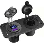 Jgd - panneau de commutateur de chargeur de voiture, port usb 12v - 24 qc3. 0 + port pd + voltm�tre + ...