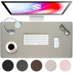 Jgd - - sous - main de bureau en cuir synth�tique - 80 x 40 cm - gris clair - avec bords cousus - tapis ...