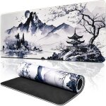 Jgd - tapis de souris xxl 800 x 300 x 3 mm de jeu en encre et lavis, tapis de souris japon pour ordinateur ...