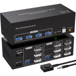 Juir - 4k144hz displayport commutateur kvm 2 pc 3 monitor 8k60hz triple moniteur switch kvm dp 1. 4 commutateu ...