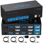 Juir - 8k60hz hdmi + displayport switch kvm 2 pc 3 monitor commutateur kvm usb3. 0 pour deux ordinateurs ...