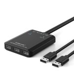 Juir - adaptateur usb switch 3 ports pour 2 pcs, hub kvm 2 en 3 sorties avec 2 câbles pour souris, clavier, ... Juir - adaptateur usb switch 3 ports pour 2 pcs, hub kvm 2 en 3 sorties avec 2 câbles pour souris, clavier, ...