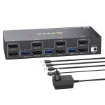 Juir - commutateur kvm 3 pc 2 moniteurs 8k@30hz 4k@144hz, commutateur kvm displayport 1. 4 pour 3 pc ...