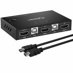 Juir - kvm switch hdmi usb 2 port, 4k@ 30hz commutateur kvm hdmi, brancher 2 pc sur 1 ecran, interrupteur ...