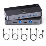 Juir - switch hdmi kvm 4k 60hz 2 entrées 1 sortie avec 3 ports usba 3. 0 1 port usbc3. 0 5gbps pour clavier ... Juir - switch hdmi kvm 4k 60hz 2 entrées 1 sortie avec 3 ports usba 3. 0 1 port usbc3. 0 5gbps pour clavier ...