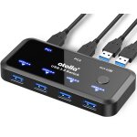 Juir - switch usb, usb switch 2 entres 4 sorties pour 2 pc, usb 3. 0 slecteur de commutateur avec 2 ...