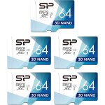 Kakul - silicon power lot de 5 cartes microsd haute vitesse 64 go avec adaptateur