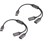 Kal - 2 pcs usb splitter, splitter y cble, mle a double femelle, cble d'extension pour ordinateur ...