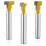 Kal - 3pcs jeu d'embouts routeur trou serrure, tige de 1 / 4  jeu fraises a fente en t avec diamtre ...