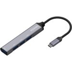 Kal - - a109 - 0541 - hub usb 3. 1 usb - c aluminium, usb - c / m - 4xtype a / h, gris, 10 cm