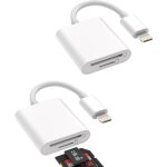 Kal - adaptateur lecteur carte sd 2 en 1(lot de 2) iphone lightning jack micro sd mmoire externes accessoire ...