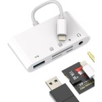 Kal - adaptateur lightning usb lecteur carte sd micro sd lecteur de carte 3. 5 casque jack chargeur 5in1 ...