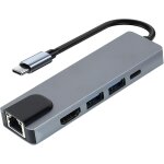 Kal - adaptateur usb c 5 en 1, multiport adapter avec 4k hdmi, hub usb 3. 0, 4 ports hub usb 3. 0 aliment, ...