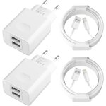 Kal - chargeur iphone, [certifi apple mfi] 2 - pack prise usb avec cable 1, 5m pour iphone 14 / 13 / ...