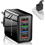 Kal - chargeur usb multiple, 4 ports adaptateur chargeur mural, chargeur mural usb charge, compatible ...