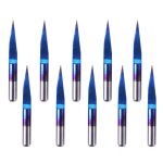 Kal - fraise a rainurer en v de 15 degrs, 0, 1 mm en carbure de tungstne avec revtement bleu nano ...