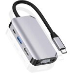 Kal - hub adaptateur usb c, 4 en 1 usb de type c vers hdmi 4k, vga, usb 3. 0 et usb - c pd station d'accueil ...