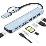Kal - hub usb 3. 0, adaptateur de type c 8 en 1 avec 4 ports de type a, lecteur de carte sd microsd et ...