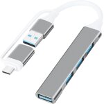 Kal - hub usb 3. 0, usb c vers usb hub 2 en 1 portable 4 ports usb vers usb 3. 0 hub extender data splitter ...