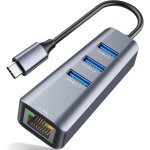 Kal - hub usb c 4 en 1, adaptateur usb c vers ethernet usb 3. 0 aluminium hub type - c avec port ethernet, ...