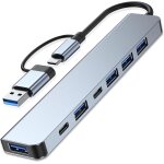 Kal - hub usb c 7 en 1, adaptateur usb c avec usb 3. 0 + 2 type c, charge pd 100 w, 5 ports usb 3. 0, ... Kal - hub usb c 7 en 1, adaptateur usb c avec usb 3. 0 + 2 type c, charge pd 100 w, 5 ports usb 3. 0, ...