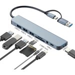 Kal - hub usb - c 8 en 1 avec ports usb, lecteur de cartes sd / tf, prise casque 3, 5 mm - adaptateur ...
