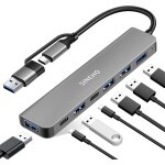 Kal - hub usb double 7 - en - 1, adaptateur usb c avec usb 3. 0, 4x usb2. 0, doubles ports donnes usb ...