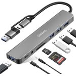 Kal - hub usb double 8 - en - 1, adaptateur usb c multiport avec usb 3. 0, 3x usb2. 0, donnes usb - ...