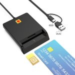 Kal - lecteur de carte cac militaire 2 en 1 - usb et usb c pour carte sim, a puce dod, d'identit, dbit ...
