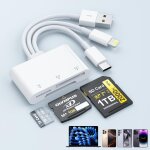 Kal - lecteur de carte sd pour iphone, 3 en 3 lightning + port usb c + usb a lecteur de carte mmoire ...
