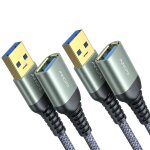 Kal - rallonge usb 3. 0, lot de 2 rallonge usb 2m + 2m, cble usb mle femelle compatible avec hubs, ...