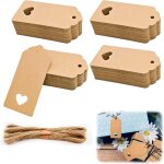 Kalanka - 100 etiquettes kraft 9, 5x4, 5cm - etiquette craft pour cadeaux, mariage, nol, tiquettes ...
