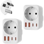 Kalanka - lot de 2 adaptateurs australie 5 en 1 pour voyage australie avec 1 ac et 2 usb - c et 2 usb ... Kalanka - lot de 2 adaptateurs australie 5 en 1 pour voyage australie avec 1 ac et 2 usb - c et 2 usb ...