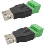Kalanka - 2 pcs usb connecteur de bornier  vis usb 2. 0 a femelle vers sans soudure 5 broches femelle ...