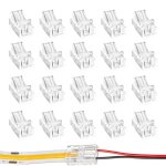 Kalanka - lot de 20 connecteurs de bande led cob  2 broches 8 mm tanches sans fil sans soudure connecteur ...