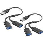 Kalanka - 2pcs cble de splitter usb, 2 en 1 usb mle vers 2usb 2. 0 tte de femme splitter, charge du ...