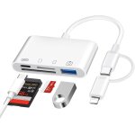 Kalanka - 4 en 1 lecteur carte sd pour iphone ipad, usb c lightning adaptateur carte sd avec sd / tf ...