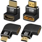 Kalanka - lot de 4 connecteurs hdmi couds hdmi 2. 1 mle vers femelle 90 degrs et 270 8k @ 60 hz / ...