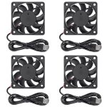 Kalanka - lot de 4 ventilateurs 6015 60 x 60 x 15 mm dc 5 v 60 mm x 15 mm sans balais - roulement  billes ...